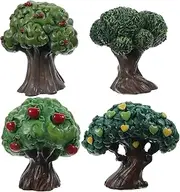4pcs Miniature Fruit Tree Model Decoration Realistic Resin Trees for Micro Landscape Table Accessory for Crafting Miniature Gardens