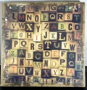 Tim Holtz - District Market Canvas/Burlap Panel Wall Hanging - Alphabetical