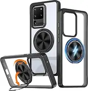 [RUNGOS] 360°Rotatable Ring for Samsung S20 Ultra Case Magsafe with Stand (Stable Magnetic) [12FT Drop Protection] Clear Back Shockproof Case for Samsung Galaxy S20 Ultra Case, Magnetic Case 6.9'' 2020