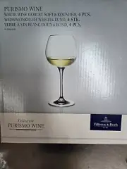 New Villeroy & Boch Purismo White Wine 14 oz Stemware Glasses Goblets ~ Set Of 4
