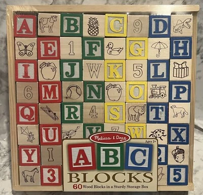 ABC Blocks - 60 Wood Blocks in Sturdy Storage Box - 000772079198