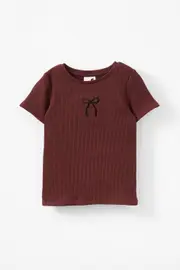 [Cotton On Kids] Cotton On Kids - Raya Baby Tee - Bordeaux/bow 2 BORDEAUX/BOW