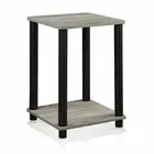 Gray Black Wooden End Table Plant Stand Side Accent Pedestal Shelf Nightstand