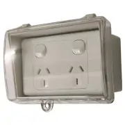 GPO Double Power Point + Weatherproof Clear Lid Box Lock Waterproof FREE POST