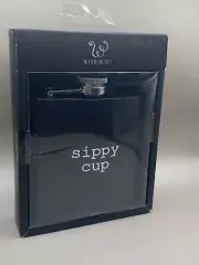 Wanderlust Hip Flask Unisex Adult 6oz “Sippy Cup” Black