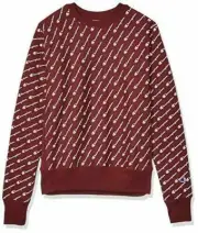 Champion Men's Reverse Weave Crew-Print in Maroon Red, Sz 2XL, Nwt!