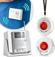 SYNLETT Caregiver Pager 2 Wireless Call Buttons 1 Motion Sensor Alarm Indoor for Elderly Monitoring Fall Prevention Bed Alarm Alert System Portable Nurse Call for Seniors Dementia Patients Emergency