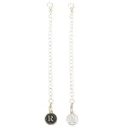 2pcs Bag Hanging Chain Gold Decorative R Letter Charm Chain Strap, White & Black