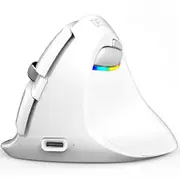Wireless Ergonomic Mouse Rechargeable Small Silent Vertical Mouse with BT 4.0 for Laptop PC Computer Notebook(White)