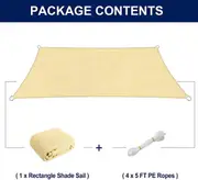 Rectangle Sun Shade Sail Shade Cloth Extra Heavy Duty 98% UV Block Grey Shade