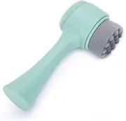 Baluue Manual Facial Brush Double-sided Face Cleansing Blackhead Pore Scrub Comfortable Super Material Easy to Use Stand-up Feature Black Random