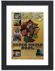 Vintage Framed Print Ad Wall Art 11x14 Nintendo Super Smash Bros N64