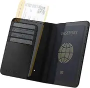 [SATECHI] Passport Holder for Travel with Find My, Passport Cover with 4 Card Holder, Wireless Charging, and RFID Protection – Travel Essential Vegan Leather Passport Holder – Black