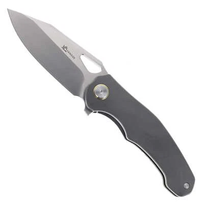 Yangge Folding Knife Black Titanium Handle Elmax Plain Edge YG005-Black