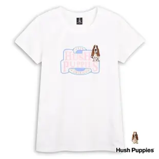 【Hush Puppies】女裝 T恤 質感品牌印花刺繡狗T恤(白色 / 43211109)