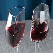 Half A Wine Glasses, 2 Pieces Half Red Wine Glass, Long Stem Crystal Half Cup for Wine 140ml, Halved Shape Wine Glass, Wine Glasses Red for Valentine's Day, Wedding, Birthday, Anniversaries
