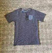 Ben Sherman Boys L 14/16 Shirt Blue Stripe Short Sleeve 1/4 Button Down NWT K1