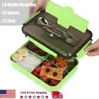 1.4L Bento Lunch Box Food Container Picnic Storage & Spoon Fork For Kids Adults