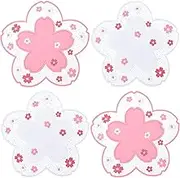 Sakura PVC Coaster Cherry Flower Cup Anti-Skid Insulation Coaster for Beer, Coffee, Tableware Tea(4.5 Inch,4 Pieces)