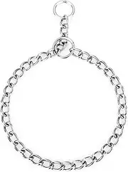 PETTOM Dog Choke Chain Stainless Steel, Rust-Proof Metal Dog Collar, Choke Chain for Dog, Dog Chain Collars Silver for Dog Training Walking (L-60cm)