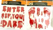 Halloween Window Gel Cling 40+ Pieces Blood Spatter Foot Print Enter If You Dare