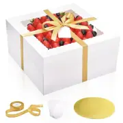 16Pcs 12x12x6 Inch Cake Boxes with Cake Boards (8Pcs White Cake Boxes, 8Pcs C...