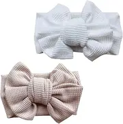 Vaguelly 2Pcs Elastic Headband with Bow Ornament Newborn Hair Accessory for Comfortable and Stylish Design for Everyday Wear