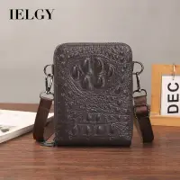 在飛比找蝦皮商城優惠-IELGY 休閒商務單肩斜背包 多層刺繡壓花鱷魚紋男包