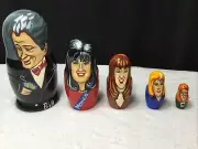 2004 Vintage Bill Clinton Monica Lewinsky Paula Jennifer + Hillary Nesting Dolls