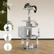 Petzly Cat Tree Tower Scratching Post Scratcher Condo 125cm Beige/Dark Grey/Grey