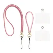 Phone Lanyard, Polyester Detachable Wrist Strap with Phone Patches, Pink