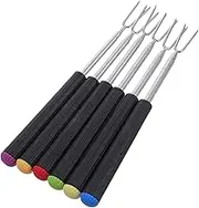 BIUDECO Versatile 6pcs Fondue Forks Set Stainless Steel Telescopic Handles Ideal for Cheese Meat Fondue Roast BBQ Skewers