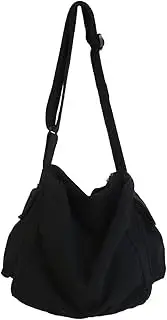 [JQWSVE] Canvas Messenger Bag Large Hobo Crossbody Bag with Multiple Pockets Canvas Shoulder Tote Bag for Women and Men