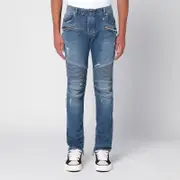[Balmain] Blue denim biker jeans 30 Blue