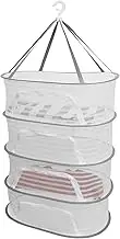 Herb Drying Rack, 4 Layers Hanging Dryer Dry Net with Zipper Closure Foldable Mesh Drying Rack, Multifunctional Drying Net for Clothes Toys Vegetables Fruits Fish (White)