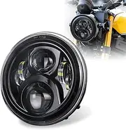 Motorcycle Headlight, PXPART 7 Inch Round LED Headlight with 6000LM High Beam 3500LM Low Beam Motor Headlamp Accessories Compatible with Harley Davidson Street Glide Road King Electra Glide Fat Boy