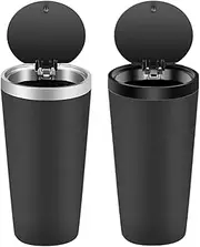Car Trash Can with Lid, 2 Pieces Car Bins for Front of Car Cup Holder, Small Car Garbage Can, Waterproof Leakproof Odor Blocking Car Trash Bin, Portable Trash Can Desk Bin for Car Home -ffice