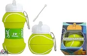 Silicone Sports Water Bottles for Kids - Tennis Ball Drinking bottle - Collapsible BPA Free Leakproof & Lightweight - Ideal for School & Travel - Gift Travel - 550ml