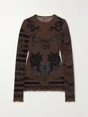 [Jean Paul Gaultier] Jean Paul Gaultier - + Knwls Printed Stretch-jersey Top - Brown - xx small xx small Brown