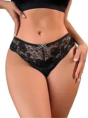 [Banamic] Womens Mid Waisted Underwear Stretchy Briefs Lace Hipster Panties