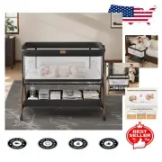3-in-1 Baby Bassinet Bedside Sleeper with Adjustable Height & Full-Mesh Sides