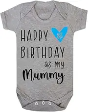[Miammo] Happy 1st Birthday as My Mummy (Blue Heart) Personalised Family [BBY7] Baby Grow Vest