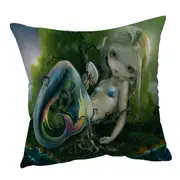 Melancholic Fantasy Stranded Island Mermaid Cushion Cover