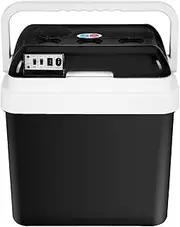 Cobuy Mini Fridge Electric Cooler and Warmer for Car- 12V DC Electric Cooler Car Refrigerator with Automatic Locking Handle, 24L Portable Car Fridge for Travel and Camping, Black