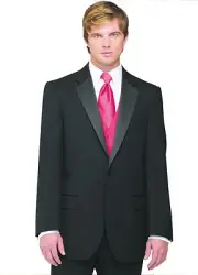 Sizes 34-64 Regular. 6-Piece Complete Tuxedo Package with Fuchsia Vest & Tie