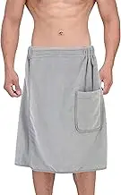 POLYTE Quick Dry Microfiber Bath Towel Body Wrap for Men, One Size (Gray)