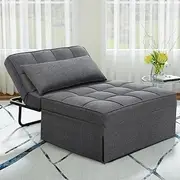 Artiss Sofa Bed, 4 in 1 Convertible Chair Beds Folding Ottoman Couch Lounge Recliner Chairs Sleeper Sofas Linen Fabric Home Bedroom Office Furniture, with Pillow and Metal Legs