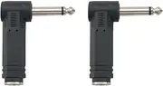 WELWIK 2PCS Black Plastic 90 Degree Elbow Mono Audio Connector Adapters Electronic Component for Bottom Plug Guitar