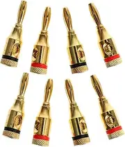 jojofuny 8 Pack 4mm Gold Plated Banana Plug Connectors Speaker Cable Connectors for Audio Systems