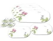 Corelle Coordinates 10 Piece Set Coasters, Hot Pads, and Placemats Camellia NEW